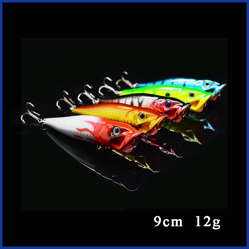 5pcs 9cm Fishing Lure Set Laser Color Popper Fishing Lures Mixed Pack Popper Lure Setfishing