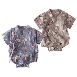 Оптовая продажа летние детские Обувь для девочек Обувь для мальчиков цветочные дети японские кимоно платье Комбинезоны для малышек