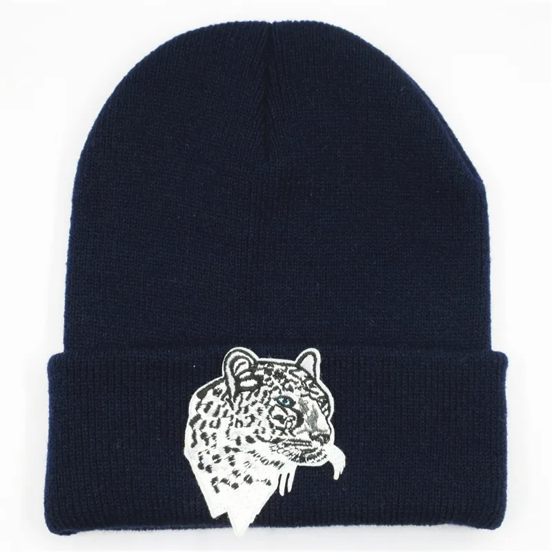 

LDSLYJR leopard embroidery Thicken knitted hat winter warm hat Skullies cap beanie hat for men and women 71