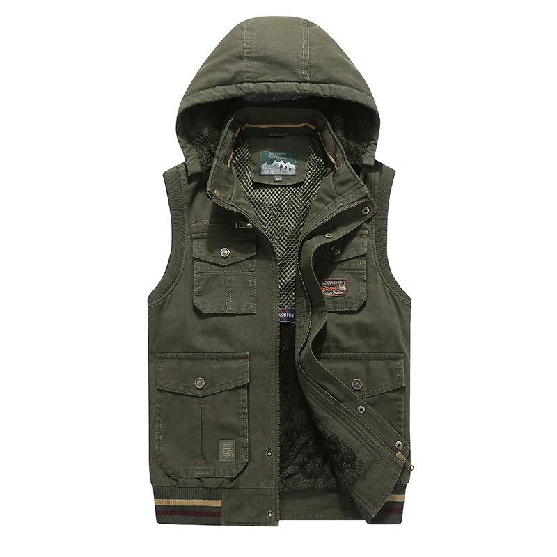 8XL 9XL AFS JEEP Brand Winter Men Coat Pocket Warm Sleeveless Jacket