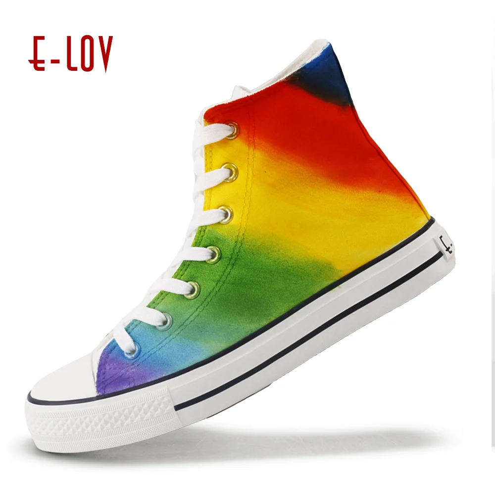 2019 High Help Canvas Shoe Casual Platform Shoes Woman Rainbow Hand Shoes Zapatos De Mujer Sneakers Women Sneaker Femme