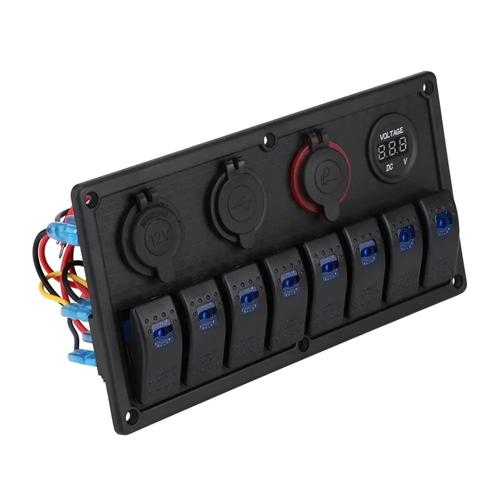 LED Rocker Switch Control Panel Dual USB Cigarette Lighter Universal for most 12V-24V vehicle yacht ship caravan bus car etc | Автомобили