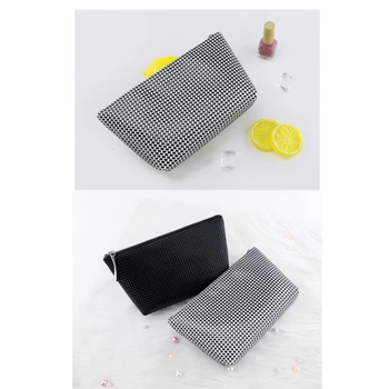 

Fashion High Capacity PU Waterproof Hand Bag Black And White Portable Clutch