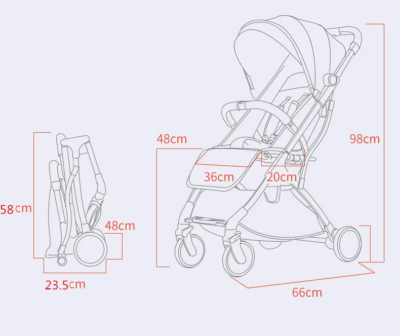 7,8 TIANRUI детская коляска складная легко переносить высокий пейзаж