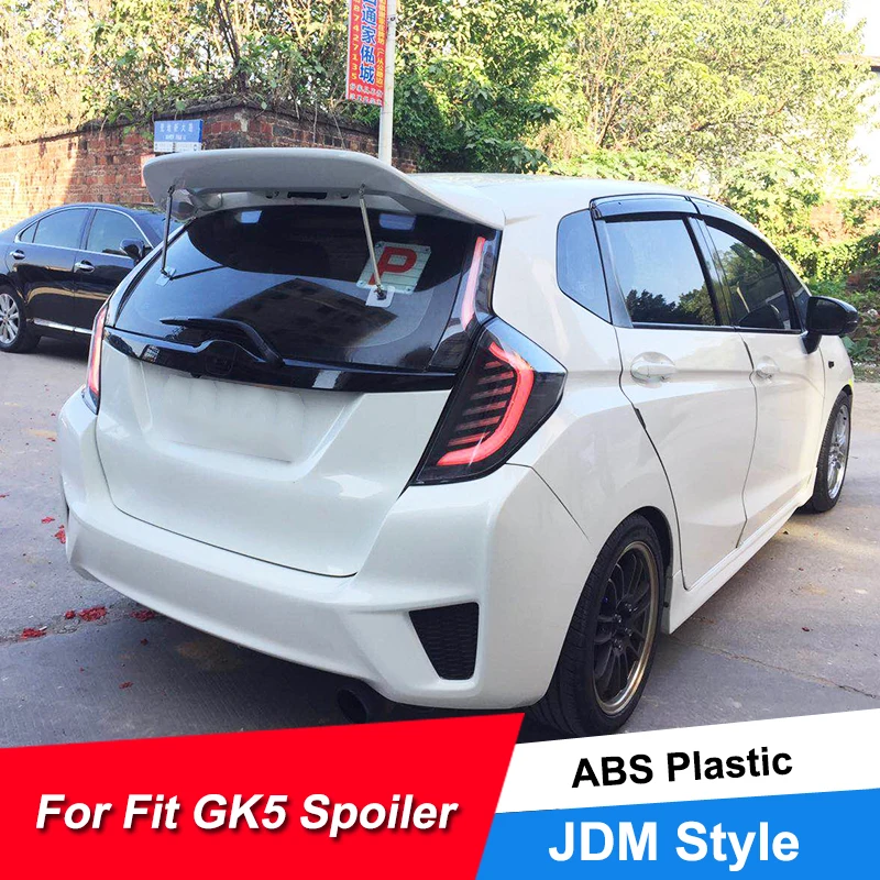 Новинка,, задний автомобильный спойлер, крыло для Honda Fit Jazz GK5 15 16 17 18 19, АБС-пластик, JDM СТИЛЬ, спойлер на крышу, крылья