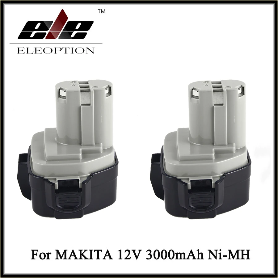 

Eleoption 2pcs 12V 3.0Ah 3000mAh Ni-MH Battery for MAKITA 1234 1235F 193138-9 192698-A