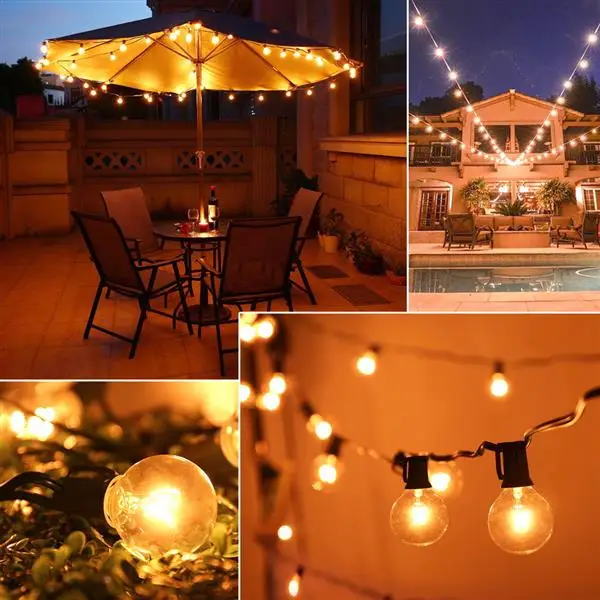 

G50 125pcs Light Bulb Christmas Decoration Outdoor Garden Courtyard Party String Lighting Lamp String Light with Brown Lamp Wire