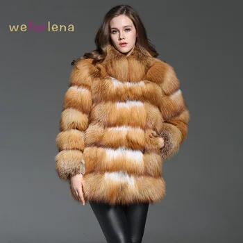 Ограниченная серия, длинный толстый жилет с круглым вырезом и юбкой в три четверти 90 см для женщин, пальто из настоящей лисы, модное меховое пальто, стильная женская одежда
