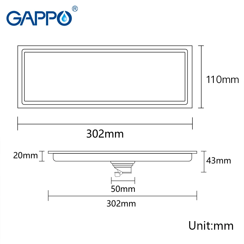 GAPPO стоки из нержавеющей стали reggangle напольное покрытие ванная комната отходы Слива душ Слив Фильтр анти-запах воды стоки фильтр