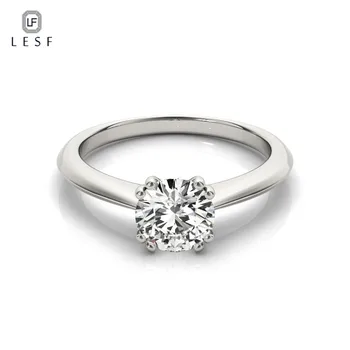 

LESF 1 Ct Round Cut Sona 925 Sterling Silver Wedding Ring For Women Classic Gift Engagement Ring