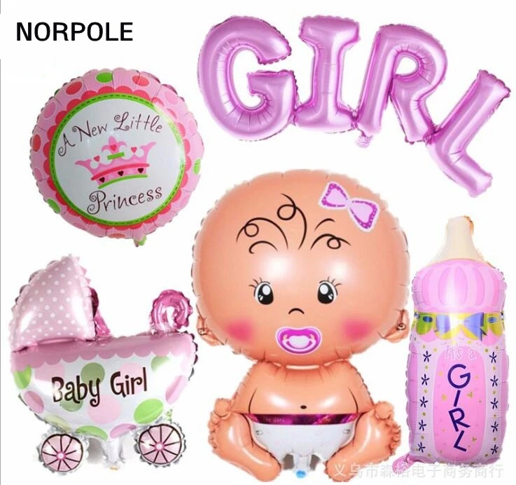 

Baby Shower Air Balloons 1th Birthday Party Decoration Foil Balloons Baby Girl & Boy Happy Birthday Helium balls globos 6pcs/lot