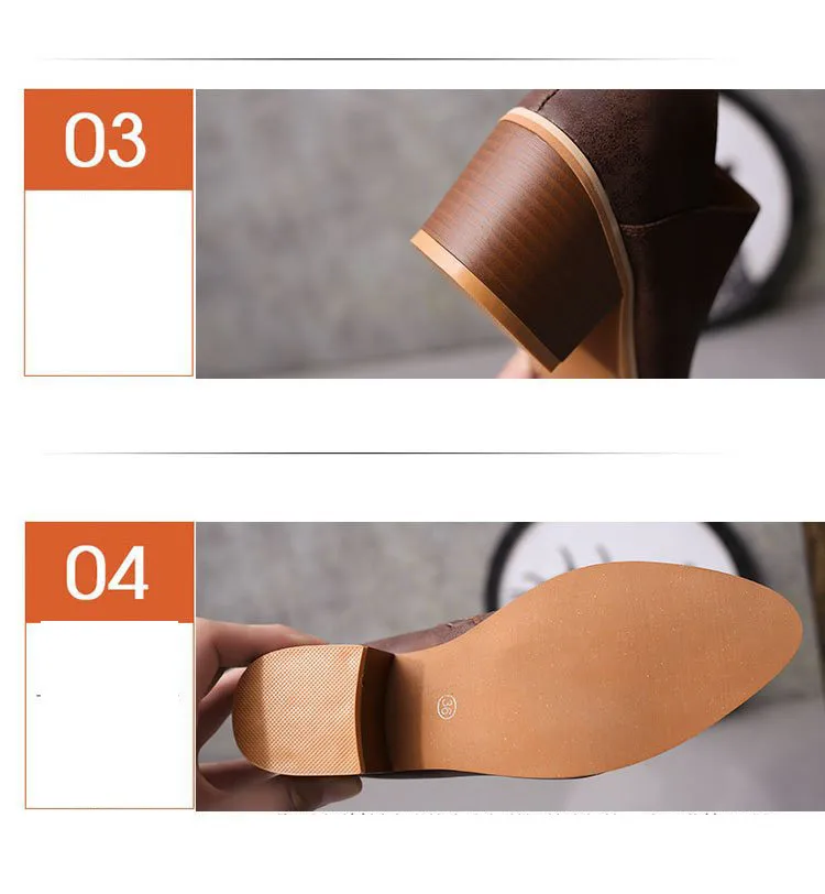 2018 High Heel Thick With Small V Bare Boots Pointed Single Boots Rub Color Large Size Martin Boots Female Women ShoeM8D131 (5)
