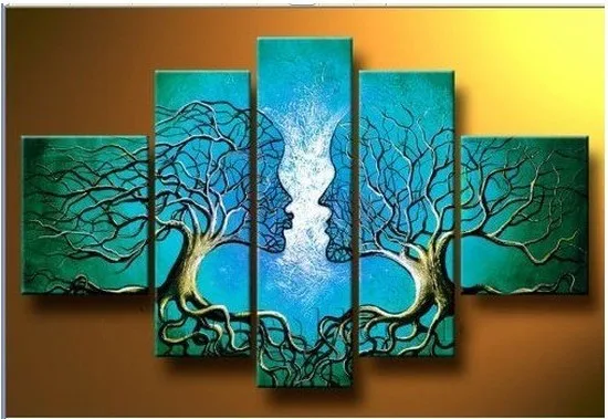 Handmade Home Decoration Wall Paintings 5 Piece Canvas Art Of Handmade Home Decoration Wall Paintings 5 Piece Canvas Art Of Abstract Lover Tree Group Blue Background Pictures In Painting Calligraphy From