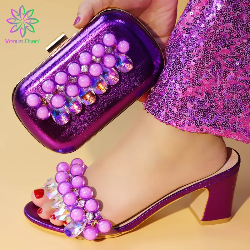

Italian Shoe and Bag Set for Party In Women Italian Shoes and Bags Set Decorated with Rhinestone Luxury Shoes Women Designers