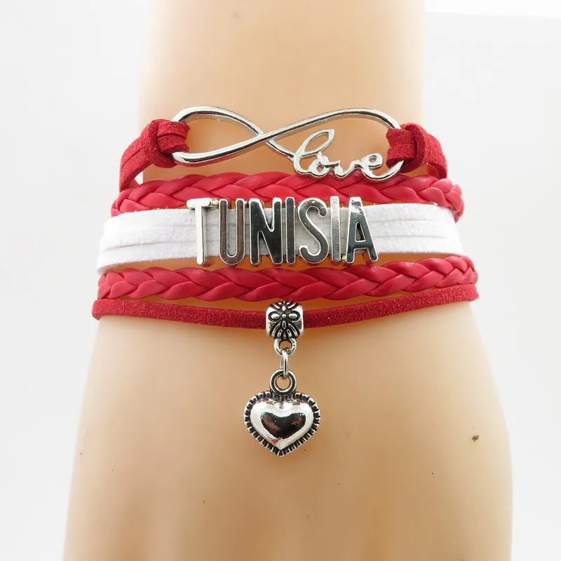 

infinity love tunisia Bracelet heart Charm bracelet love tunisia flag bracelets & bangle for woman and man jewelry
