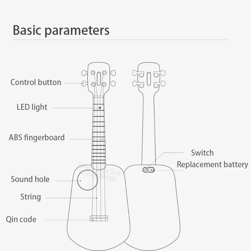 Xiaomi Mijia Populele 2 светодиодный смарт сопрано Гавайские гитары укулеле концертные Bluetooth укулеле 4 струны 23 дюймов Акустическая Электрогитара