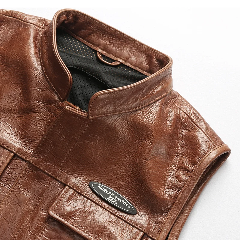 90% OFF HA-17 B1010 Read Description! Asian size super quality Cow leather vintage waistcoat men's cowhide leather stylish rider vest