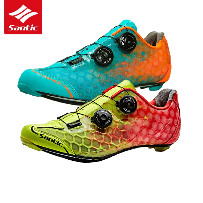 

Santic Cycling Shoes Pro Racing Team Top Road Bike Shoes Carbon Fiber Ultralight Self-locking Bicycle Shoes Zapatillas Ciclismo