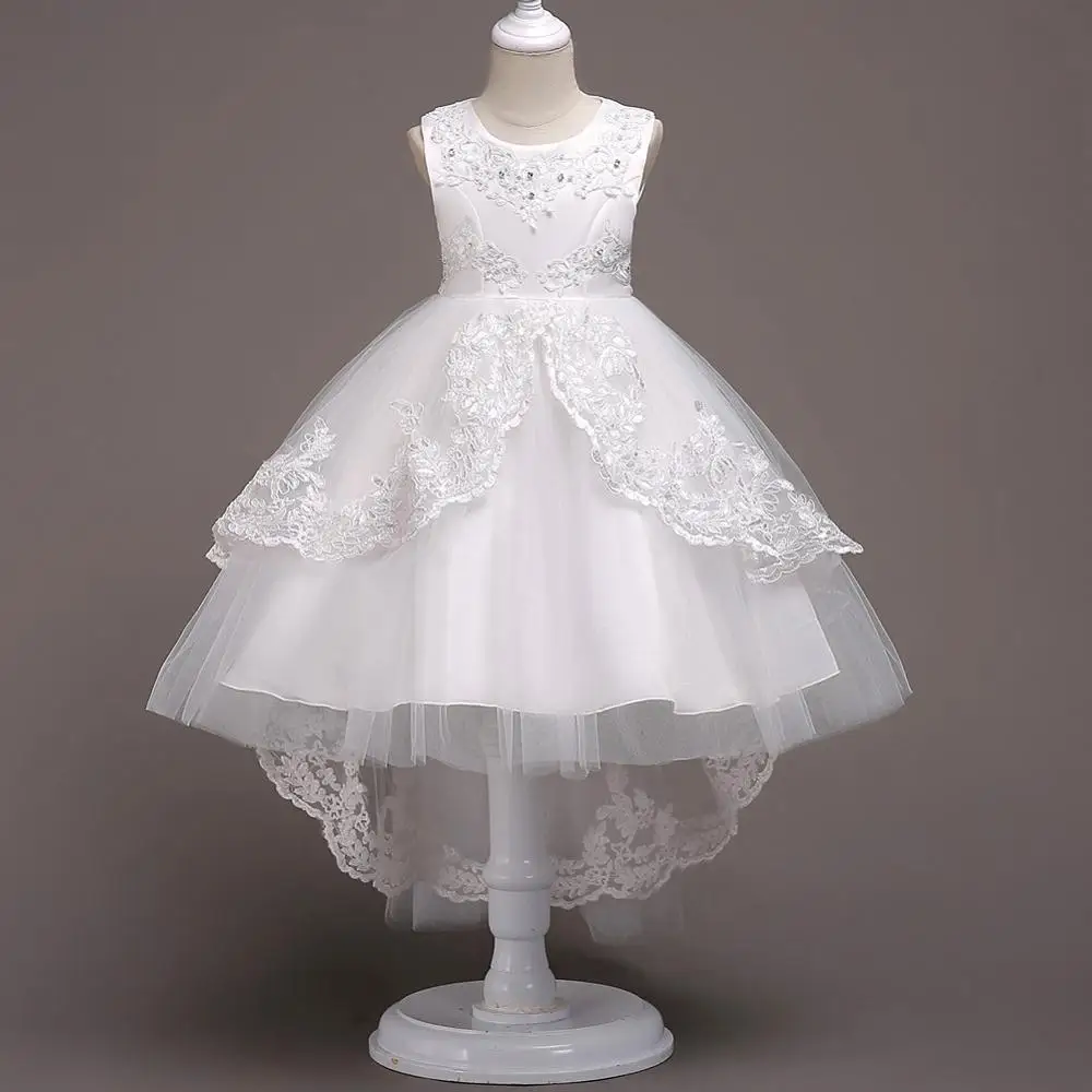 Дети рождественское платье для детей платья для девочек платье для маленьких девочек рождественское платье принцессы, свадебное вечернее платье на день рождения с кружевами, с цветочной вышивкой - Цвет: Белый