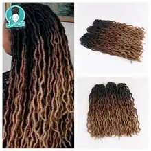 Роскошные для плетения Faux locs Curly вязаные волосы 24 пряди Омбре блонд крючком косички 20 дюймов 50 см синтетические косички