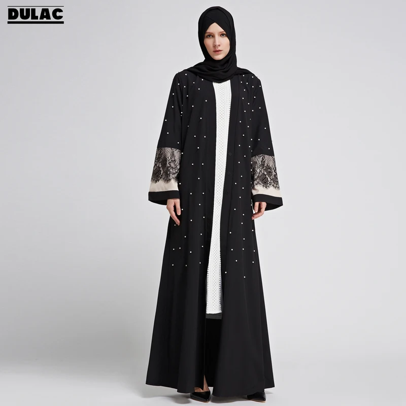 2018 Рамадан Eid Для женщин Мода o образным вырезом кружева кардиган с длинным