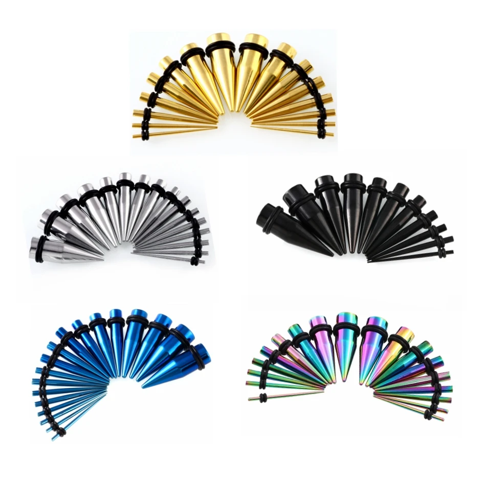 18pcs/lot 5 Colors Stainless Steel Ear Taper Stretcher Expander