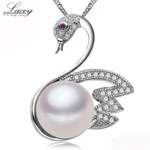 Большой реальный естественный пресноводный жемчуг кулон ожерелье для женщин, перламутр кулон Fine Jewelry Гусь дизайн