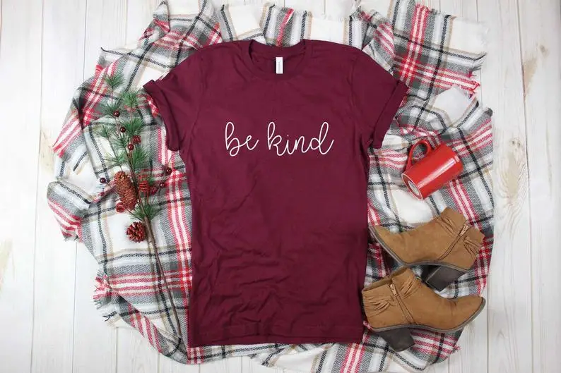 

PADDY DESIGN Be Kind Humanity T-shirt Be A Kind Human Women Top Tee Casual Short Sleeve Letter Print Plus Size T Shirt Drop Ship