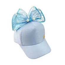 Милая бейсбольная кепка с бантиком для маленьких девочек, детская Кепка в стиле хип-хоп, летняя Регулируемая Кепка от солнца, 55-58 см