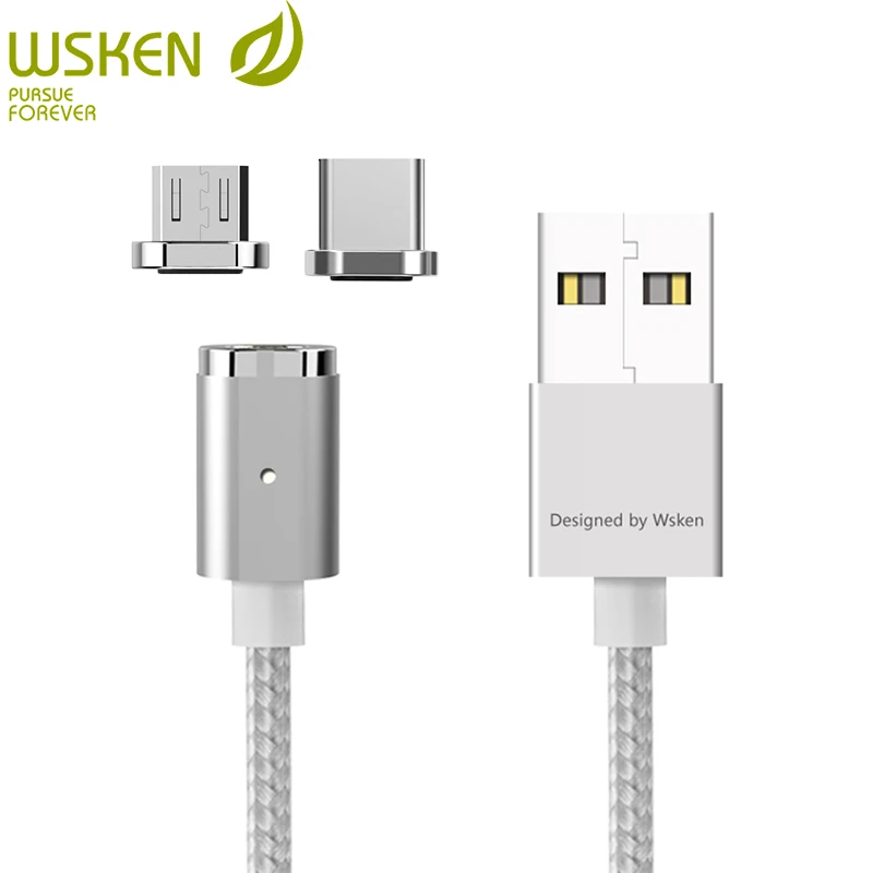

WSKEN Micro USB Type C Magnetic Cable 2 in 1 Mini 2 Magnetic Charger Fast Charging Cable for Sansung S7 S8 Note 8 Hauwei USB C