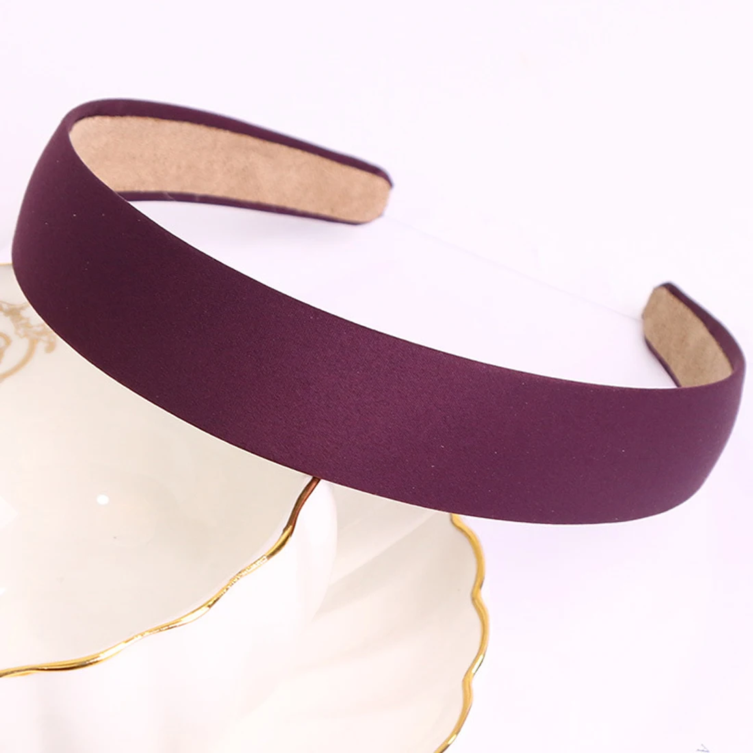 1 шт., модная винтажная широкая повязка на голову 3 см для женщин, Однотонные эластичные резинки для волос, обруч для волос, аксессуары для волос для девочек, Подарочный головной убор - Цвет: Фиолетовый
