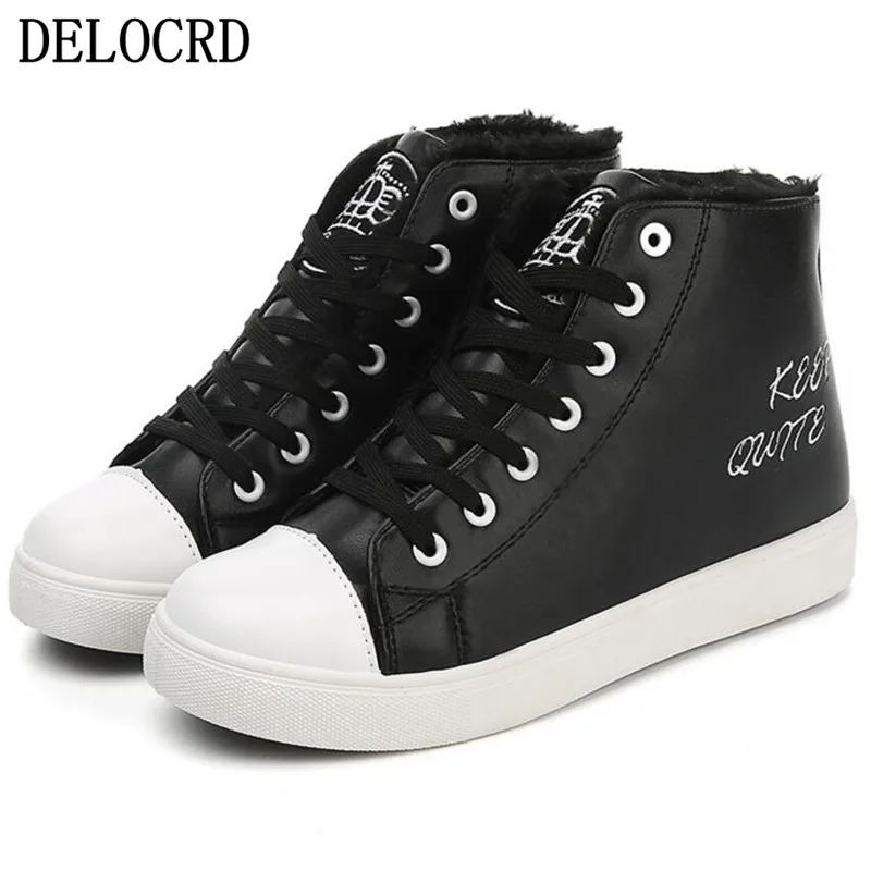 

Women's Shoes Warm Autumn Winter New Cotton Shoes Plus Velvet Waterproof Snow Boots Winter Women's Boots PU Leather Flat Boots