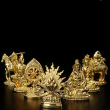 7 шт./компл. золотое покрытие плетеные Тибетские буддийские браслеты поставки семь драгоценный символ храм/дома/офиса положить украсить ремесло Статуи