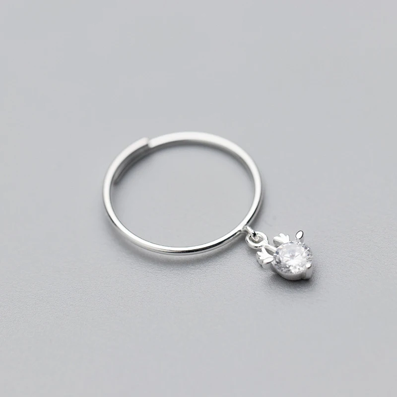 

MloveAcc Christmas Jewelry Simple Hot Sale Deer Elk Zircon Rings for Women Girl 925 Sterling Silver Rings anillos
