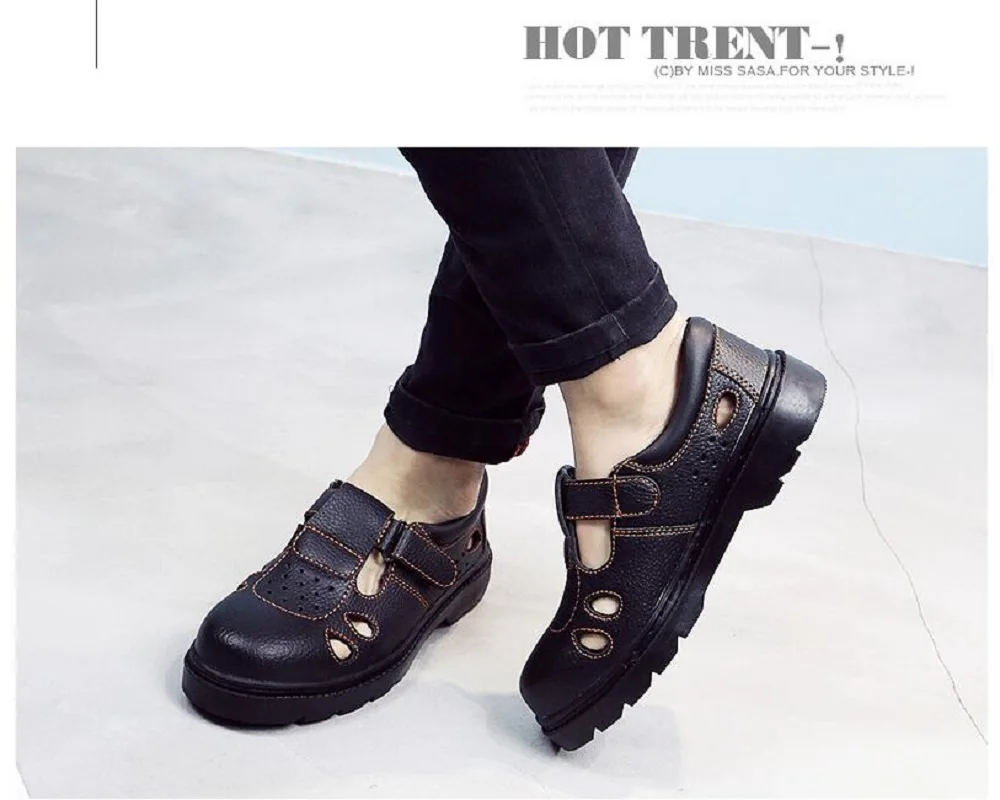 Rubber sole safety shoes men safety boots black bot breathable boots with steel toe leather lightweight summer work shoes men