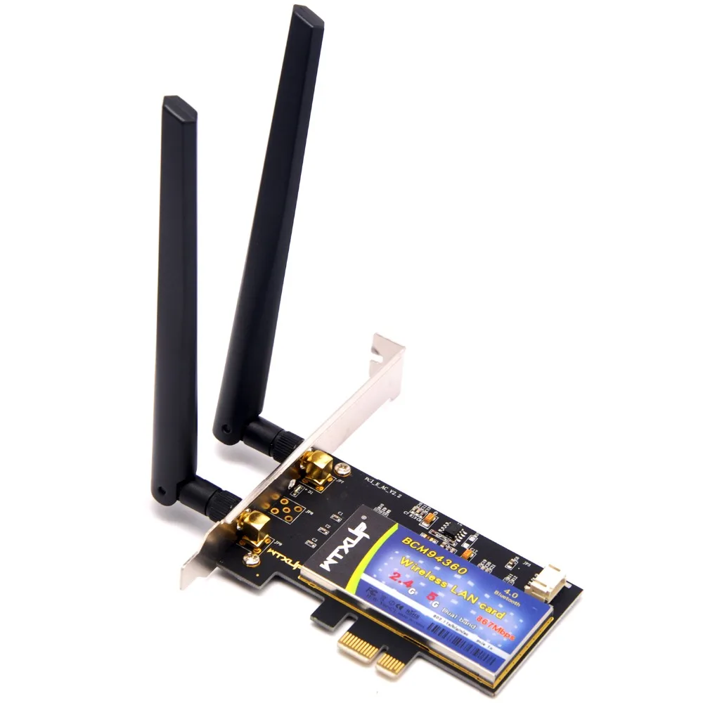 WTXUP для Broadcom BCM94360CS2 1200 Мбит/с 802.11ac настольная Беспроводная LAN Карта PCI-E WiFi адаптер+ Bluetooth 4,0 для Windows/MAC OS