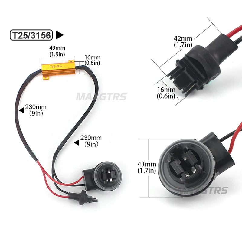 2x автомобиль светодиодный поворот Син нагрузочный резистор 50W Canbus Error Free проводки декодер компенсатора 1156 BA15S 1157 BAY15D 7440 7443 3156 3157