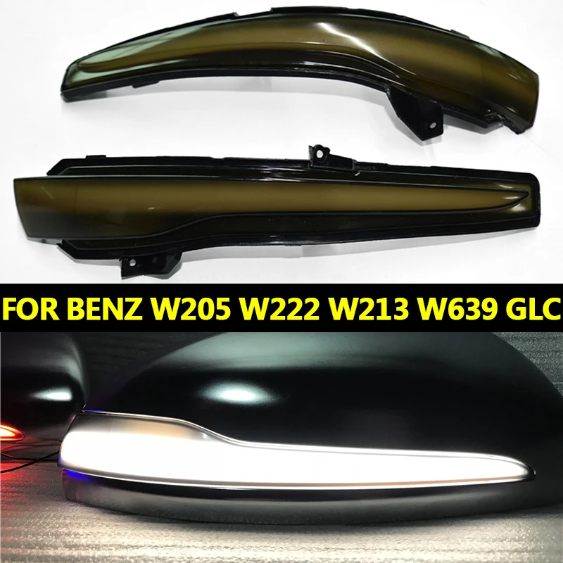 

For BENZ C E S CLASS W205 W213 W222 GLC Black Dynamic LED Door Mirror Turn Signal Light Wing Lens Indicator Lamp 15-18 C200 C300