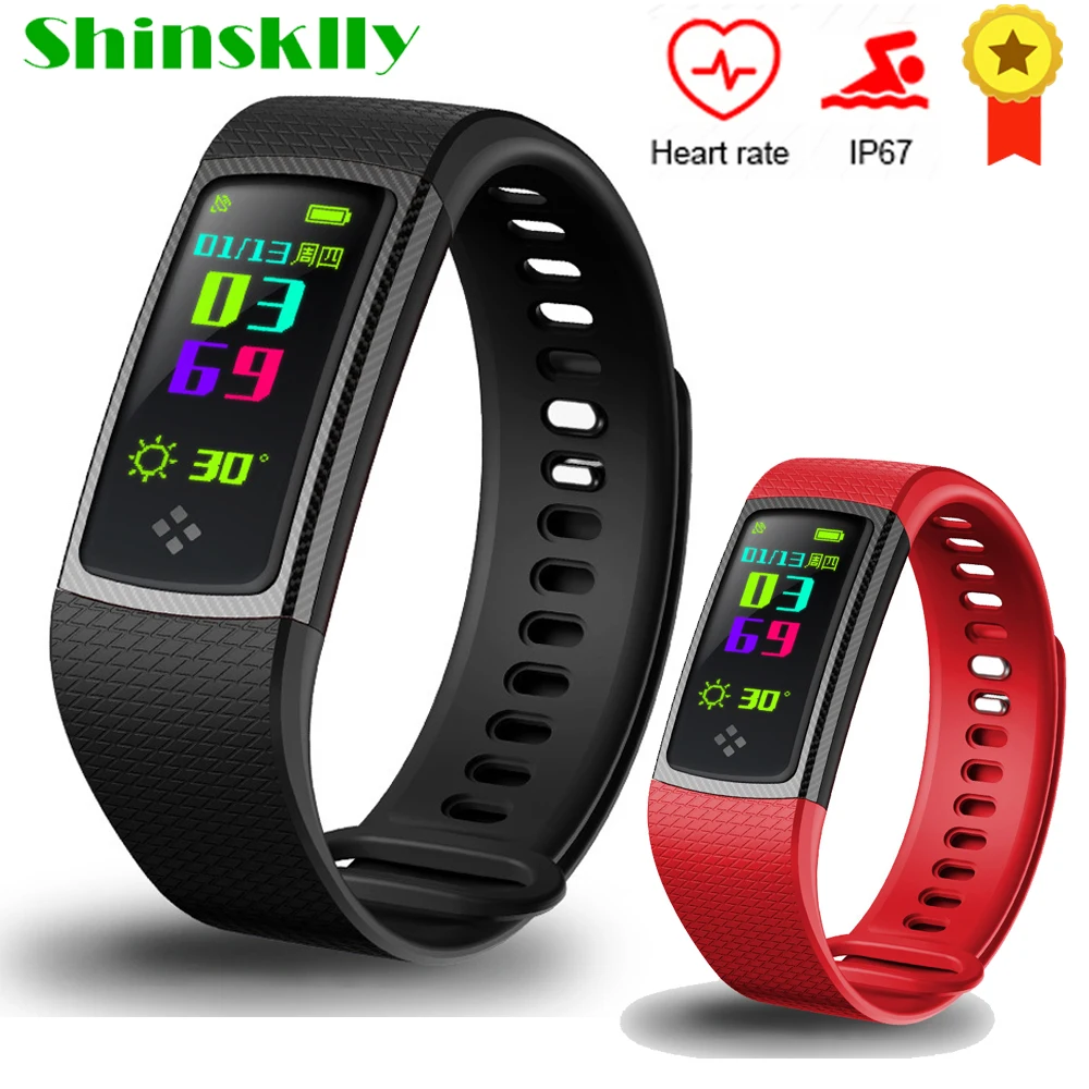 

Shinsklly Smart Band S9 Color LCD Screen Fitness Bracelet IP67 Waterproof SmartBand Heart Rate Monitor for IOS Android Phone