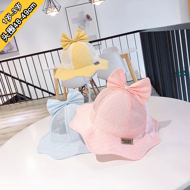 

1 to 3 years old hollow out new seaside fisherman cap bow wave point joker is prevented bask in beach hat shading sun hat XA 259