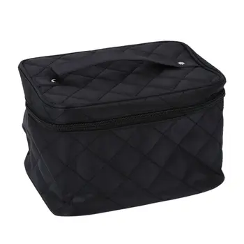 

New Zipper Cosmetic Storage Make up Bag Handle Train Case Purse-M black