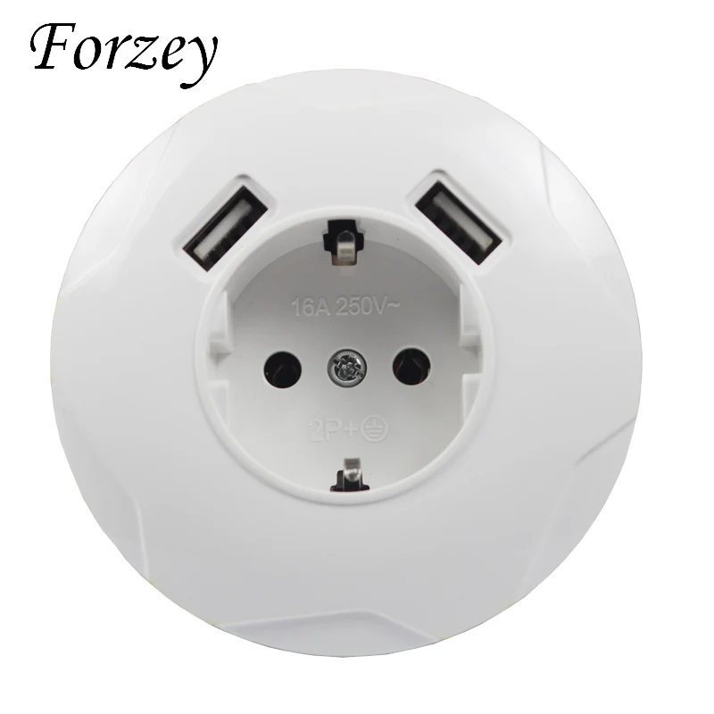 

Round newUSB Wall Socket Free shipping Double USB Port 5V 2A Usb enchufes para pared prise high quality usb murale steckdose F03