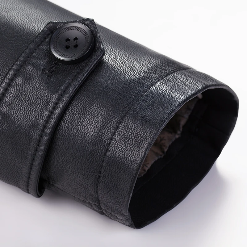 2018 M 4XL! Мужская одежда большого размера! Осень длинный кожаный Тренч длинное