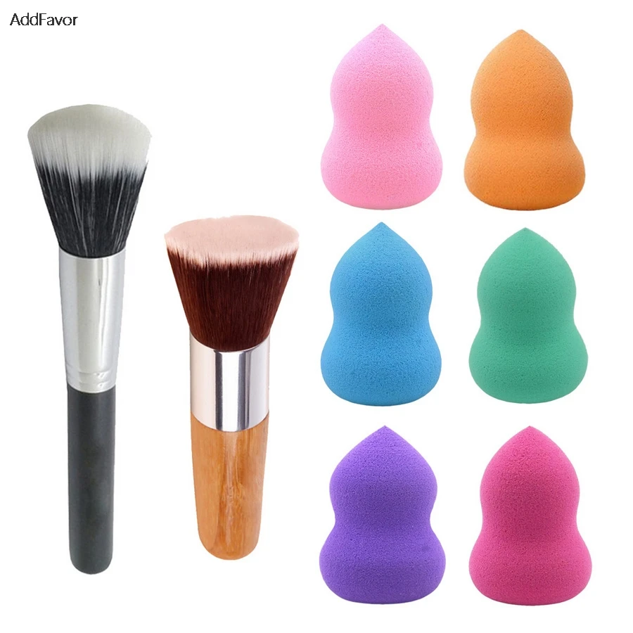 

AddFavor Face Care Sponge Makeup Set Brush Foundation Puff Dry Wet Cosmetics Sponge BB Cream Blush Powder Blender Puff