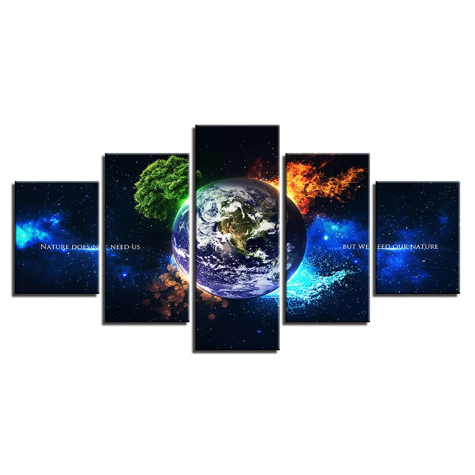 Canvas HD Prints Posters Home Decor Wall Art Framework 5 Piece Earth 4 Season Tree Natural Landscape Paintings Abstract Pictures