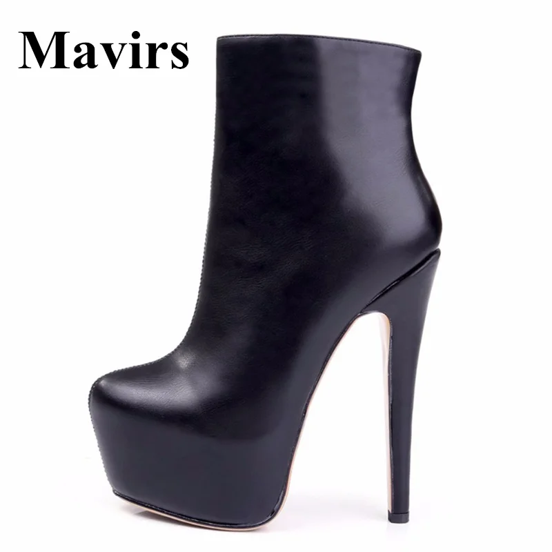 

Mavirs Brand High Heels Ankle Boot 2018 Spring 5CM Platform Women Pumps 16CM Stiletto Black Bride Party Shoes Size 5-15