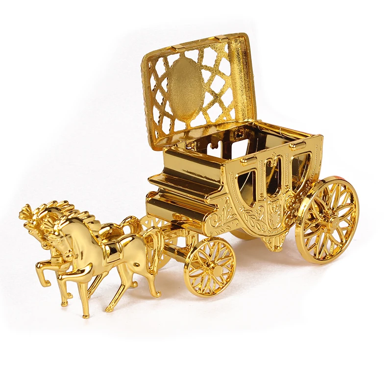 Image Cinderella Carriage Gold Royal Carriage Box Wedding Candy Box Gift Box Small Plastic Box For Event Party Supplies Decoration