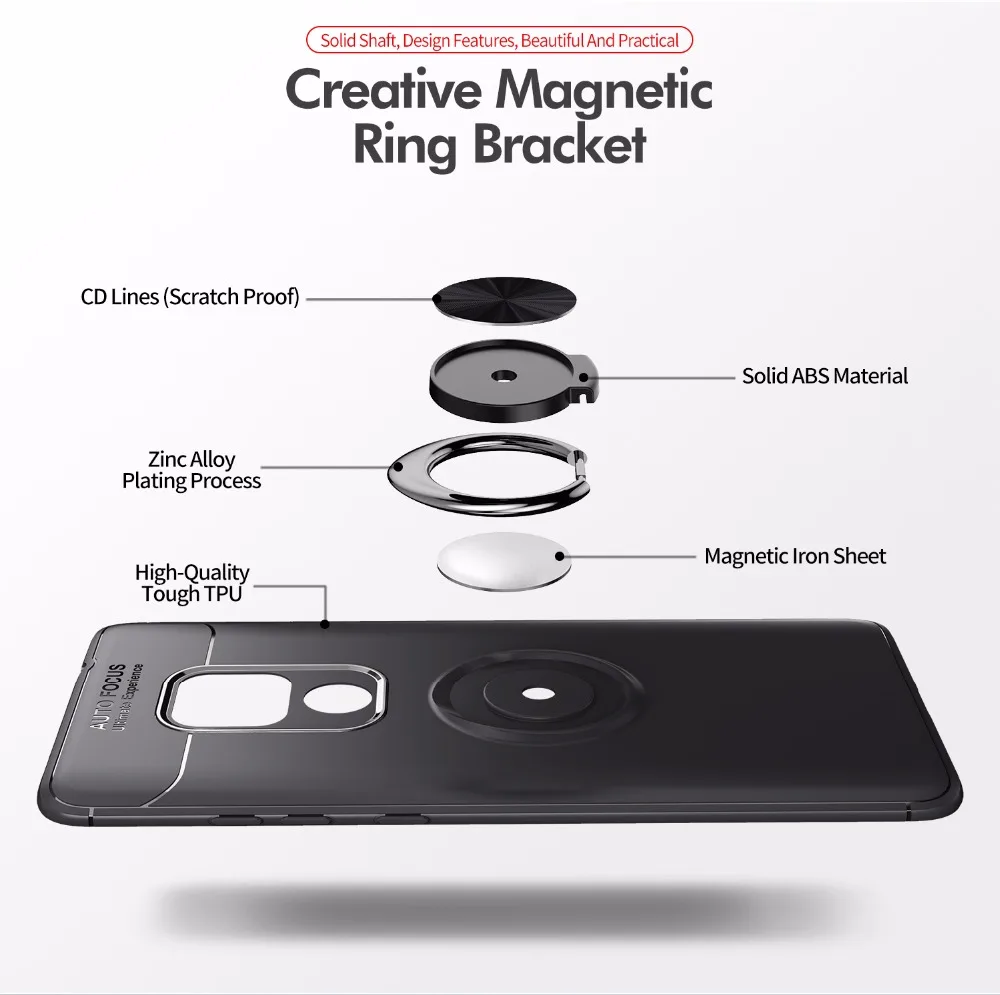 50 шт./лот Megnetic металлическое кольцо кронштейн+ ТПУ Металл чехол для Huawei Mate 10 10 lite 10 pro 20 20 lite 20 pro 20X жесткий чехол