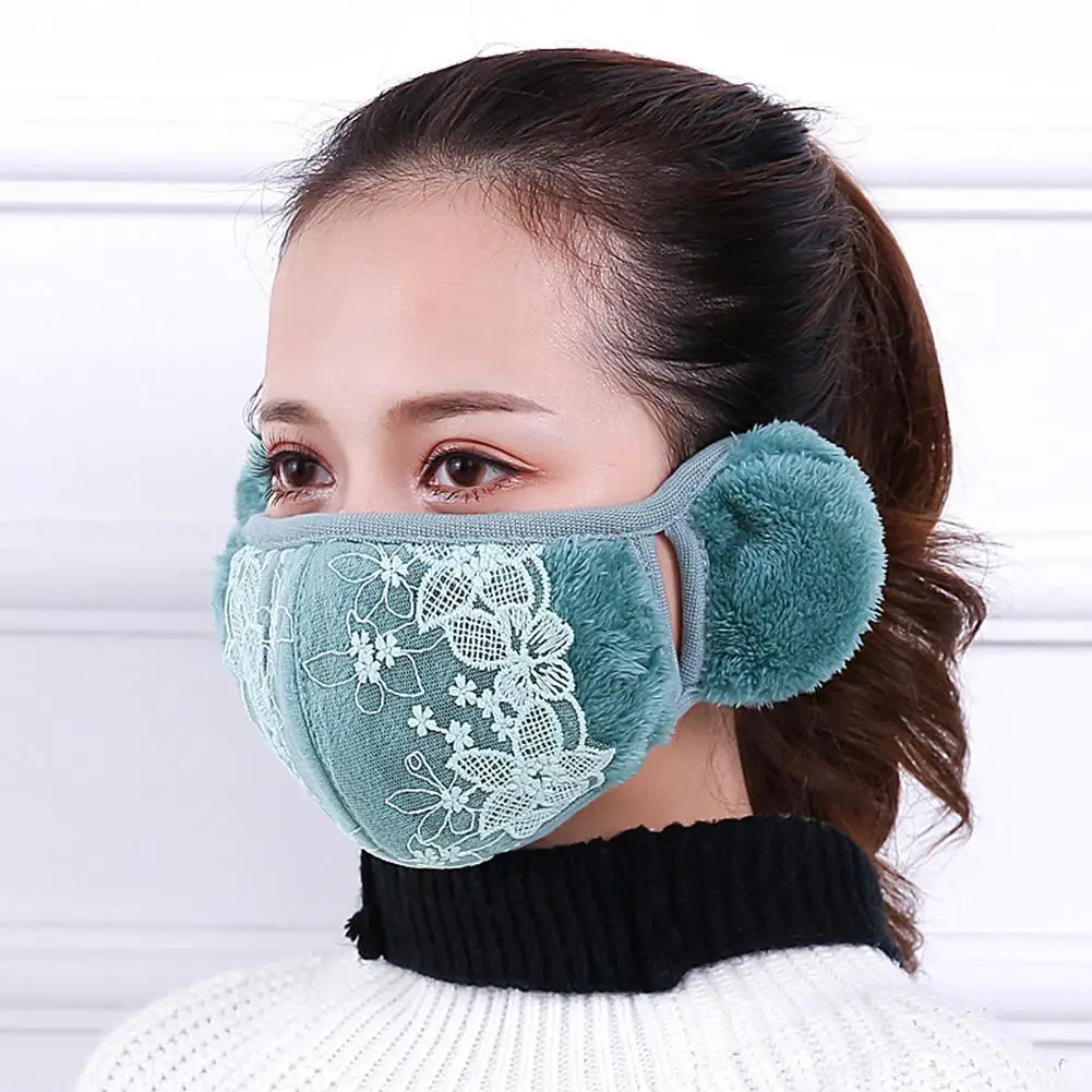 MISSKY 2 в 1 унисекс одноцветное Цвет теплый чехол уха + пыли маска идеально носить аксессуар для зимы