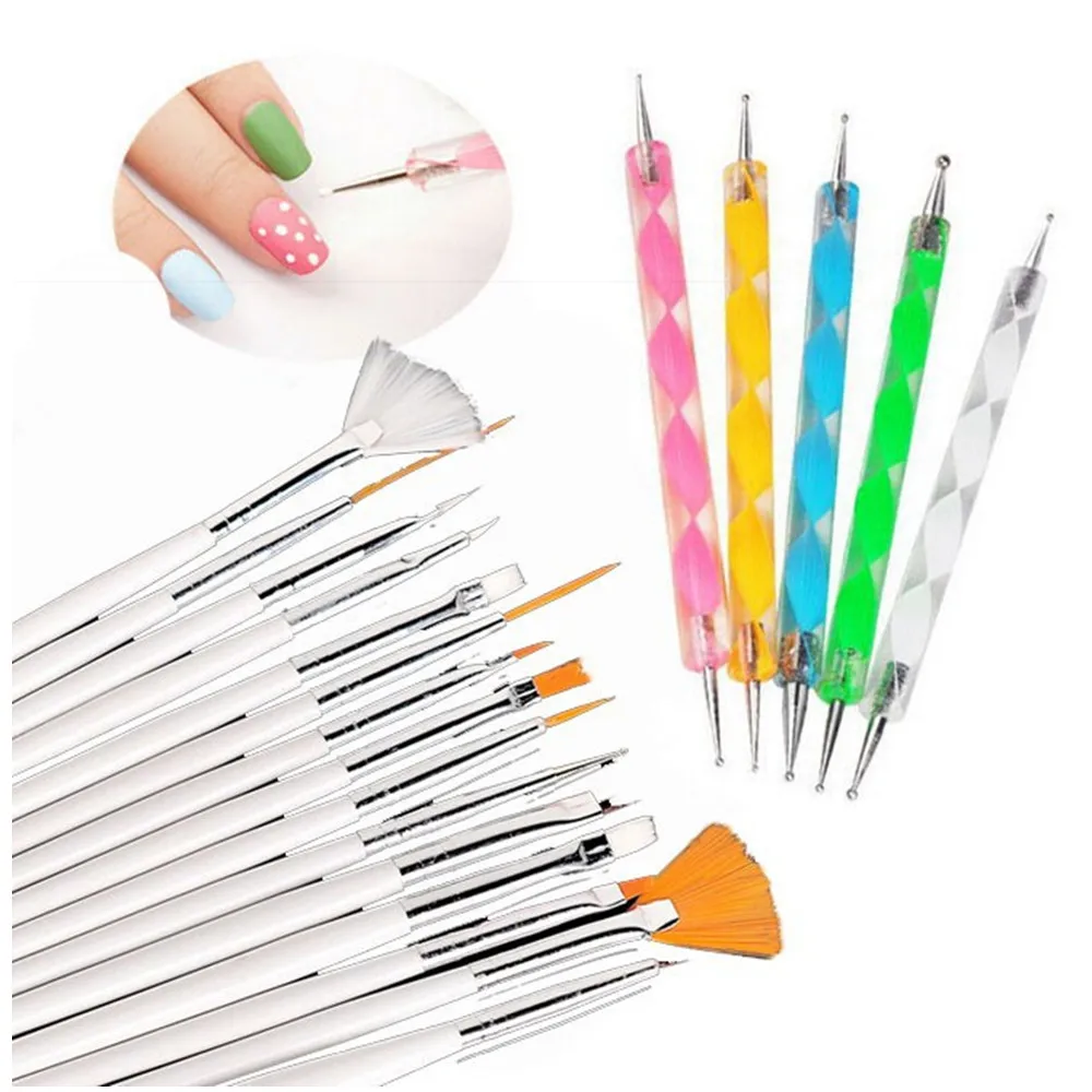 20pcs Professional Nail Gel Polish Art Styling Acrylic Brush Set